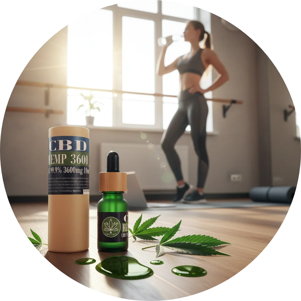 CBDITALY CBD Hemp Oil 36% SPORTLINE buteliuko detalus vaizdas sporto kanepių priedo