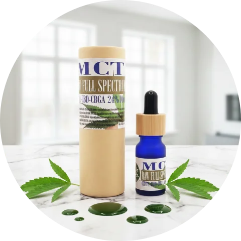 CBD+CBDA aliejus 24% RAW FULL SPECTRUM detalus vaizdas — didelės koncentracijos neapdorotas kanapių maisto papildas CBDITALY
