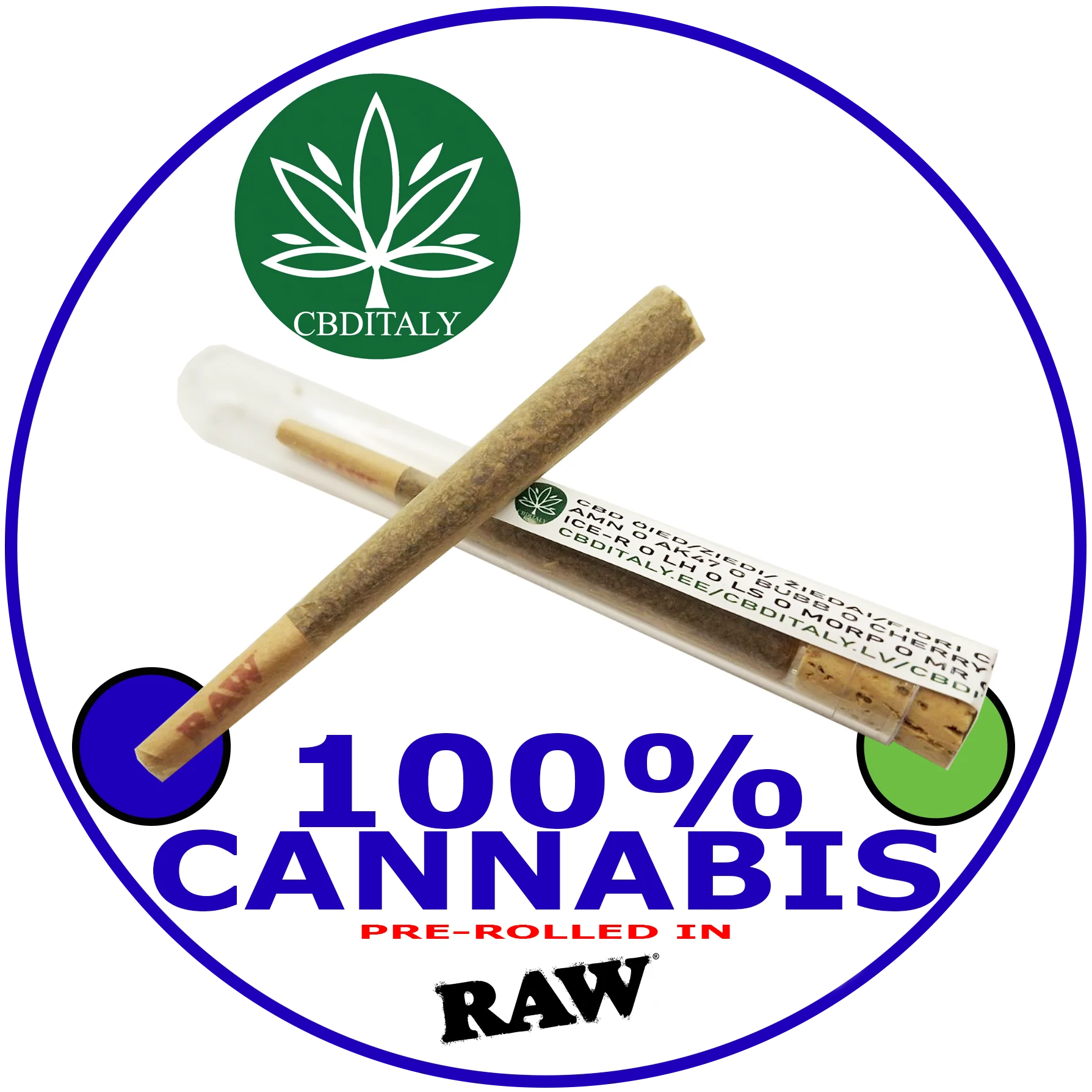 CBDITALY 100% cannabis RAW iš anksto susuktas kanapių wellness cigaretė stikliniame vamzdelyje, Lemon Skunk CBD 21% 3 vnt. pakuotė