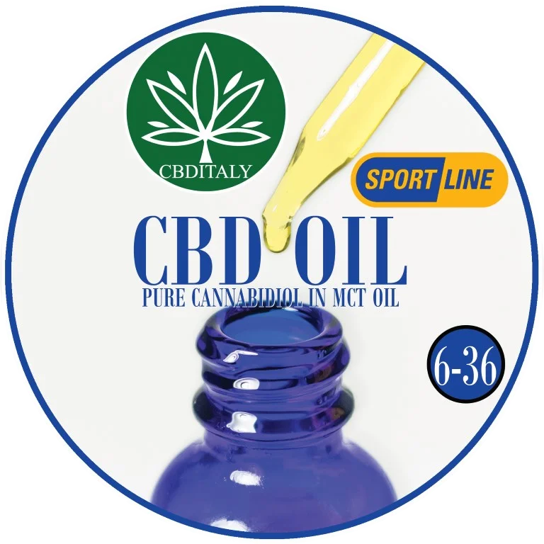 CBDITALY CBD 6-36% MCT aliejus be THC SPORTLINE kanapiu gerovės priedo buteliuko apzvalga
