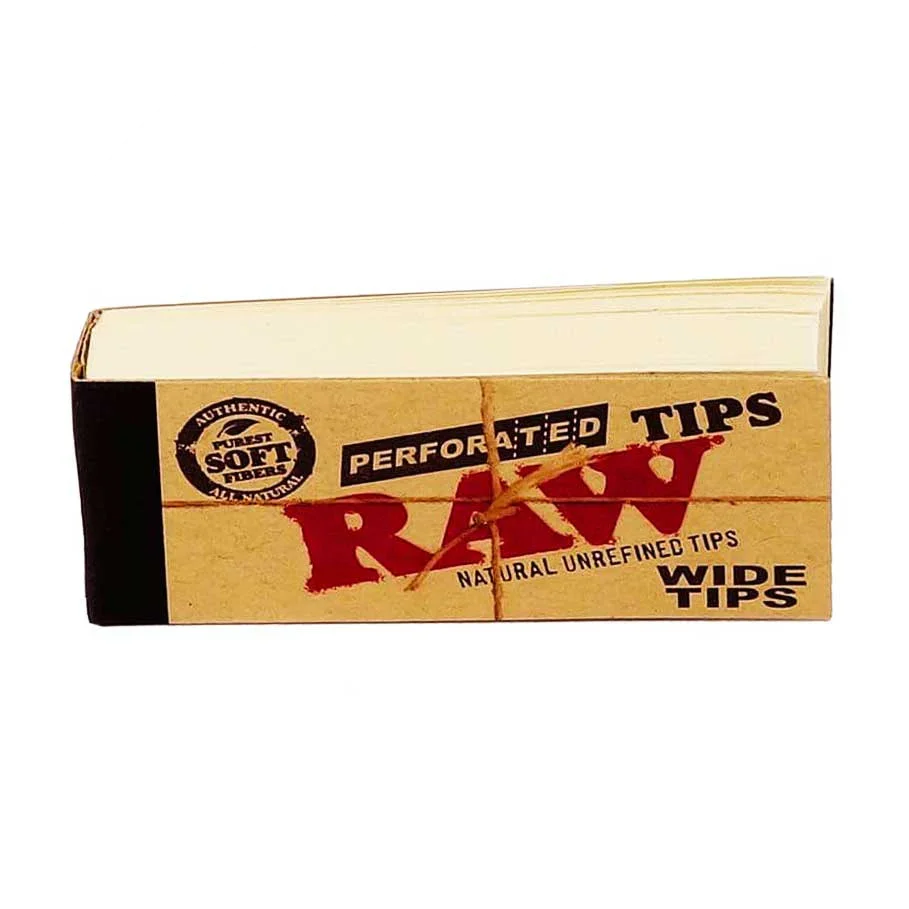 RAW Wide perforuoti natūralūs nerafinuoti filtro galai knygelė, minkštas platus formatas